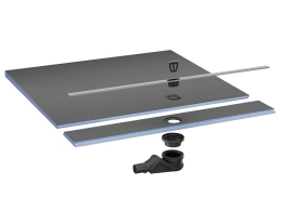 Receveur de douche avec écoulement linéaire Fundo Flex de Wedi