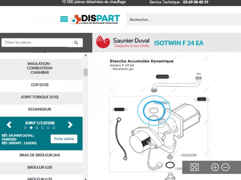 Sur le nouveau site www.dispart.fr, il suffit de moins de 24 heures pour se faire livrer 10 000 pièces détachées chauffage