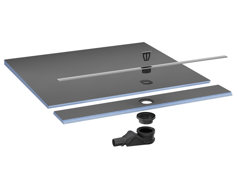Receveur de douche avec écoulement linéaire Fundo Flex de Wedi